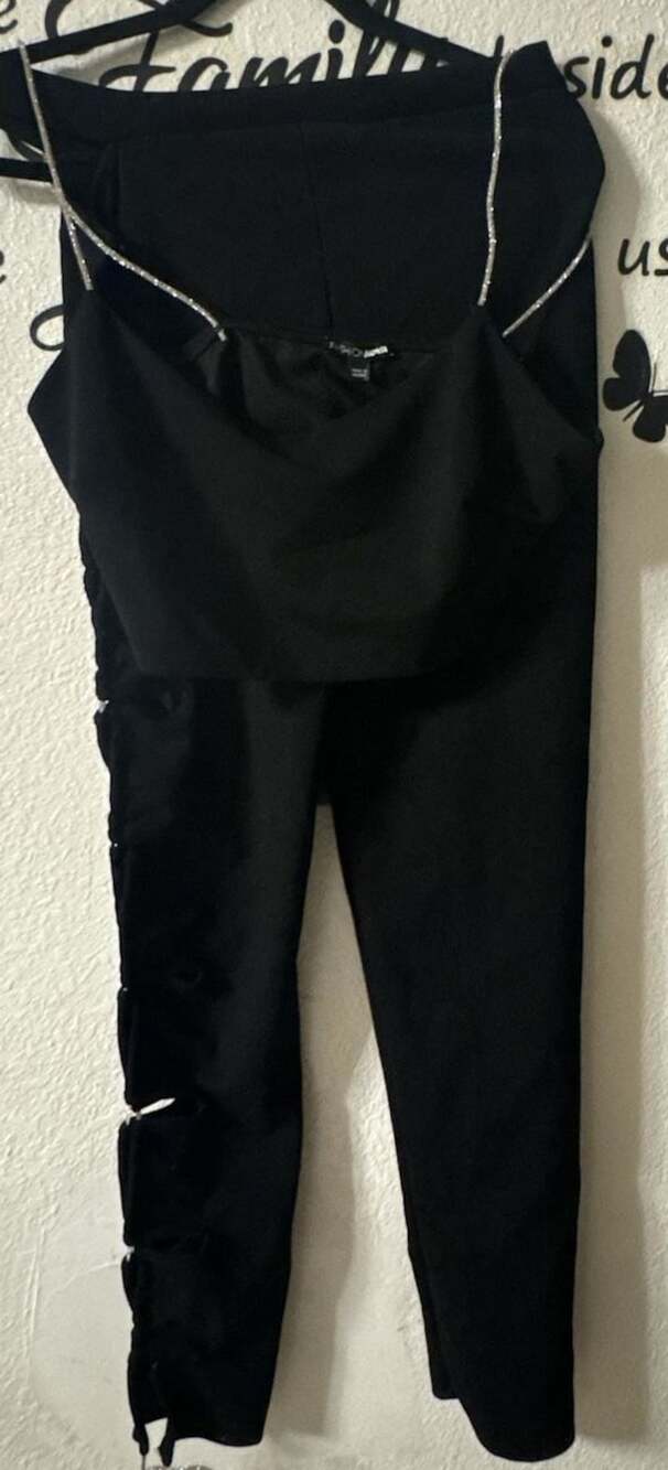 Fashion Nova Eyes For Me Pants Set Black XL